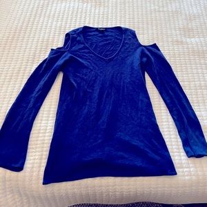 Royal blue cold shoulder sweater. Size M